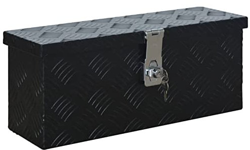 Gecheer Boîte en Aluminium 485x140x200 mm Noir, Boîte à Outils, Caisse à Outils Malle de Rangement pour Maison, Atelier, Garage
