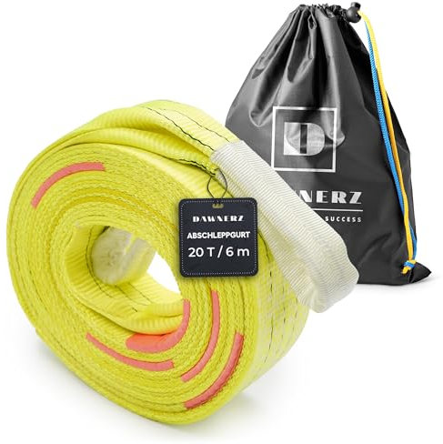 Dawnerz Cuerda de remolque de 20 toneladas de resistencia a la rotura, 6 m, correa de remolque de emergencia con triple bucle reforzado, cuerda de arrastre todoterreno de alto rendimiento para