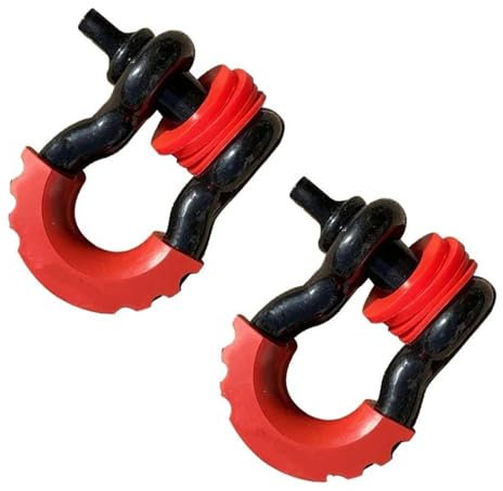 UYCHYTQR Gebogener Schäkel 5/8 D-Ring-Schäkel 42 990 Lbs Mit Isolator & Unterlegscheiben-Kit Für Jeep-Geländewagen(SCHWARZ 2St)