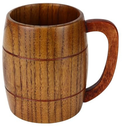 Buqoo 12 oz Handmade Wooden Cups for Men Women Coffee Mug Tankard Beer Stein Unique Viking Beer Mugs Rustic Vintage Mens Coffee MugCool Wood Tea Cup Outdoor Camping Mug Retirement Gifts for Mens