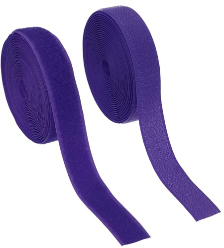 YELARXI Sew on Hook and Loop Tape, 1 Inch Width Non-Adhesive Back Nylon Sewing Fastener Strips Interlocking Fabric Tape 5 Yards Fit for Clothing Crafts Sewing DIY Project - (Purple)