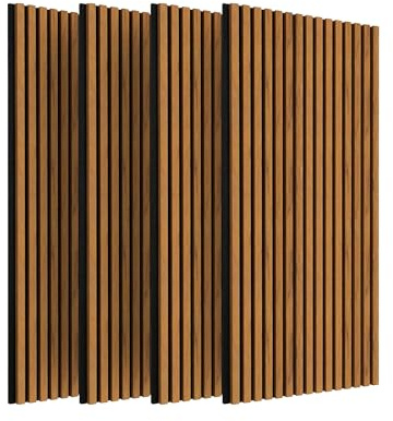 IZODEKOR 3D Akustikpaneele holz 120 x 60 cm - Wandpaneele Holz für Wanddeko, Schallschutzplatten, Holzoptik Wandpaneele für Wohnzimmer, Büro, Küche, Teak