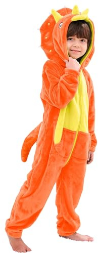 LOLANTA Barndräkter för dinosaurie triskatop, karneval djurklänning (4–5 år, orange)
