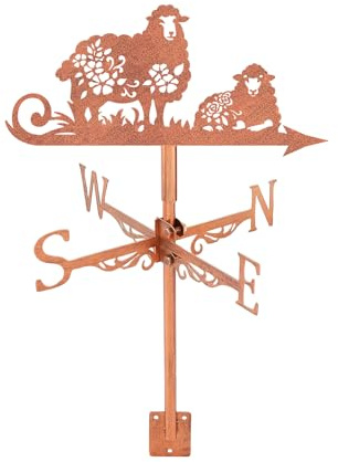 SUPERDANT Wetterhahn Schaf Windrichtungsanzeiger Lamm Wetterhahn fürs Dach Messinstrument Dachmontage Wetterfahne Für Außenbereich Garten Farm Hinterhof Pavillon Scheune Dekoration Rotkupfer Geschenke
