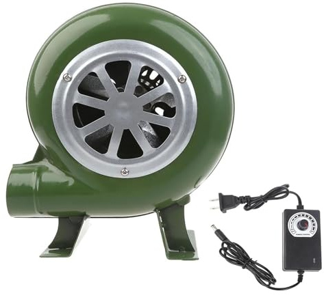 220 V centrifugal elektrisk luftfläkt – pumpfläkt med guvernor, svartvit med variabel hastighet, smide fläkt, matlagning utomhus grillar eldbälg, för camping picknick (100 W)