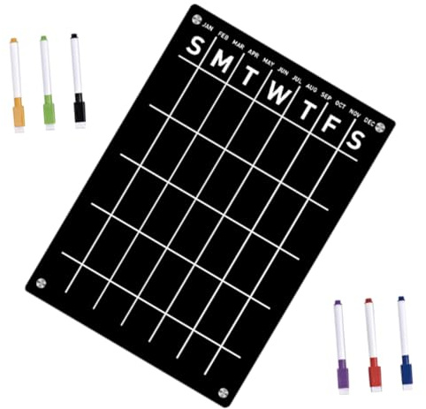 WRITWAA Pizarra Magnética Para Nevera Planificadora Diaria Tamaño A4 Acrílica Borrado Seco Reutilizable Para Cocina y Oficina