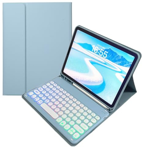 kaidisen Funda con teclado retroiluminado arcoíris para iPad Air de 13 pulgadas 2025/2024, iPad Pro de 12.9 pulgadas (3ª/4ª/5ª/6ª generación), 7 colores retroiluminados, teclado desmontable retro