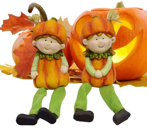Trädsfigurer Väderbeständig Skulptur för Höst, Skörd och Halloween