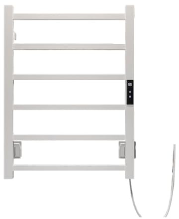 WAFOHSR Portasciugamani Elettrico Riscaldante in Acciaio Inossidabile E Scaldasalviette da Bagno con Filo for La Rimozione degli Acari Basso Consumo Energetico(Right,White)