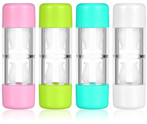 TOBBOMEY Rgp Contact Lens Case 4pcs Set Pink White Blue Green Protective Hard Lens Storage Box for Travel