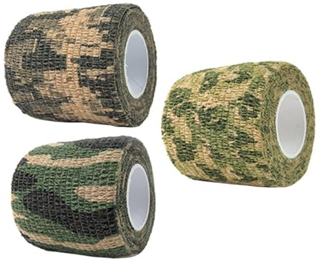 BUGUUYO 3 Rollos Cinta de Camuflaje Autoadhesiva Banda Elástica Práctica para Caza y Actividades al Aire Adhesiva para Entrenamiento y Camping