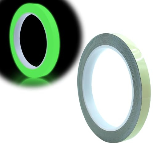 Stalora - Cinta adhesiva adhesiva, luminosa, 10 x 1 cm, fluorescente y fosforescente, seguridad nocturna, fotoluminiscente, impermeable, ideal para interruptores y seguridad antiarañazos
