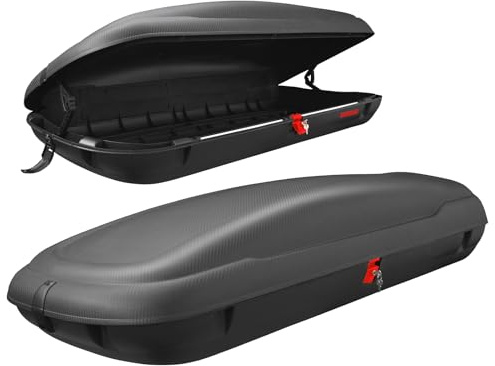 GYMAX Bolsa de Techo para Coche, Caja de Techo Impermeable con Cerradura de Llave, Doble Apertura Lateral, Diseño Estilizado, Portaequipajes Universal con Carcasa Dura para Vehículos, Carga de 75 KG