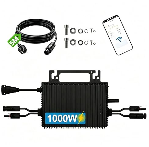 Cosmoxstar 1000W Mikrowechselrichter für Balkonkraftwerk | 2 MPPT Solar Wechselrichter mit WiFi App Steuerung, IP65 Wasserdicht, 5m AC Kabel, Plug & Play