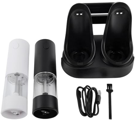 Ensemble moulin à poivre électrique avec grosseur réglable et lumière LED automatique moulin à sel et épices avec station de chargement pour cuisine, maison et restaurant