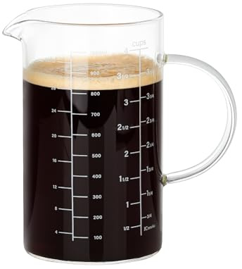BCnmviku Vaso medidor de cristal de 1 l, vaso medidor con báscula (ml, oz, taza), adecuado para cocina, restaurante (1000 ml A)