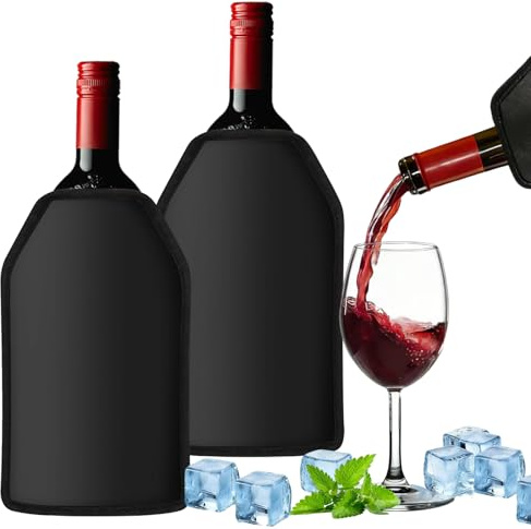 2 Stück Kühlmanschette Wein, Weinkühler Manschette, Kühlmanschette Sektflasche Wiederverwendbarer Flaschenkühler Weinmanschette Weinflaschenkühler für Wein, Sekt, Champagner, Flaschen