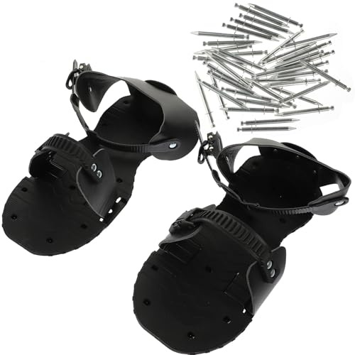 VALICLUD Lawn Aerator Shoes with Pu Spike Soles for Gardening, Adjustable Garden Spiked Sandals for Backyard Lawn Aeration, Black Inflatable Turf Aerator Shoes for Soil Oxygenation