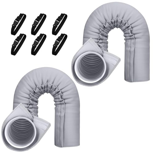 Cubierta Aislante para Tubo de Aire Acondicionado Portátil,Funda Protectora Térmica Universal para Manguera de Escape Ø 12.7-15cm,Reduce el Calor,Ahorra Energía,Instalación Fácil (Gris*2)