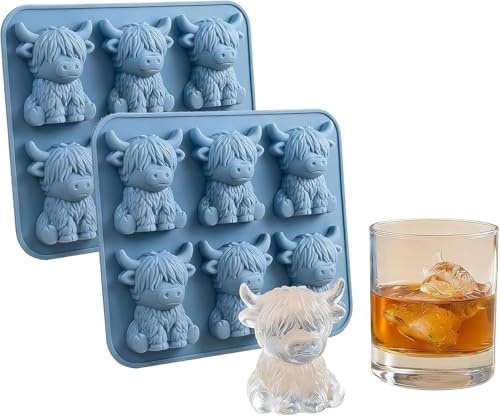 Aubzy Eiswürfelform, Silikon, wiederverwendbar, 3D, BPA-frei, lebensmittelecht, Whiskey, Cocktails, Bier, Getränke, Party, Hausbar, Geschenk, Kuhliebhaber, Ostern