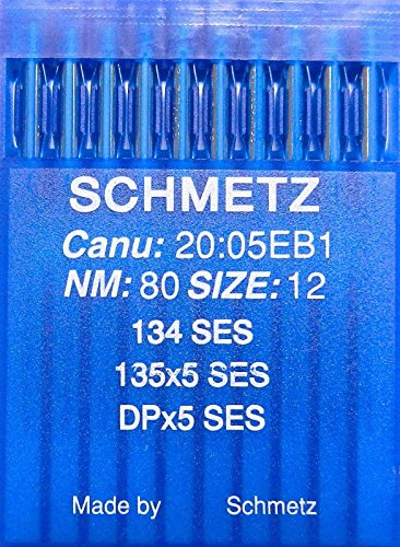 SCHMETZ 10 134 SES Nähmaschine Nadeln Rundkolben DPx5 SES Stärke 80/12