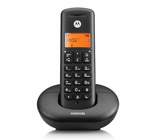 Motorola Voice - E201 Teléfono Inalámbrico Digital, Interceptación de Llamadas, Acceso Remoto, Tecla No Molestar, Altavoz Manos Libres, Negro