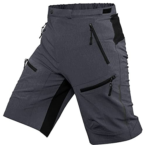 ALLY MTB Hose Herren Radhose, Wasserabweisend Mountainbike Kurz, Outdoor Sport Fahrradhose Herren Shorts (Dunkelgrau, L(Taille:33-35, Hüfte:36.5-38.5)