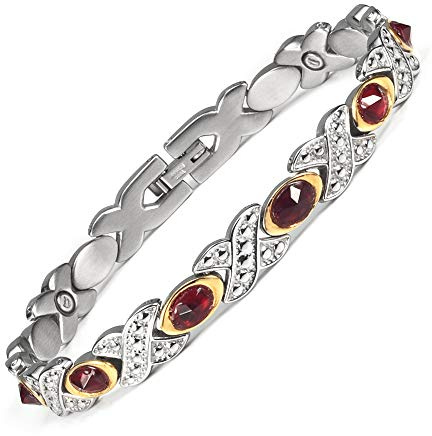 Woman Jewelry Jewelry Magnetarmband Edelstahl Rot Kristall, Edelstahl