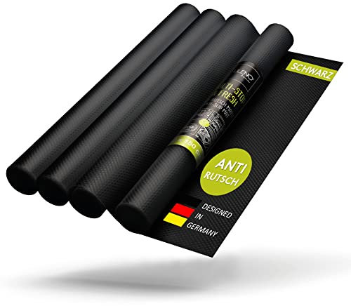 LILENO HOME Schubladenmatte 50x150 cm (Schwarz) 4er Set - Antirutschmatte Schubladen als Schubladeneinlage für Kühlschrank - Schublade Einlagen zuschneidbar als Antirutschmatten Küche