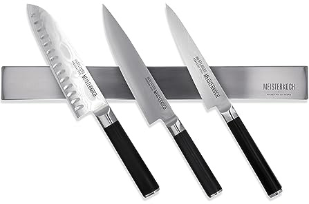 MEISTERKOCH Magnetleiste OPTIMUS 40 cm Länge Edelstahl poliert, zum Kleben oder Bohren, ideal zum Platzieren von ca. 7 Messer & Gewürzdosen