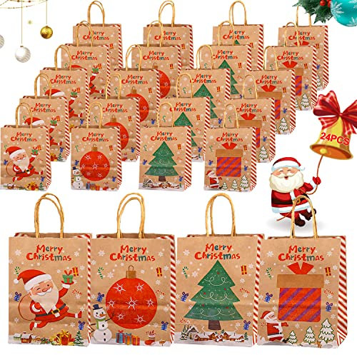 24 Stück Geschenktüte Weihnachten, Geschenktüten Weihnachten Klein,Geschenkbeutel Weihnachten,weihnachtsgeschenktüten,Papiertüten Weihnachten,für Weihnachten, Geschenke Mitgebsel, weihnachtstüten