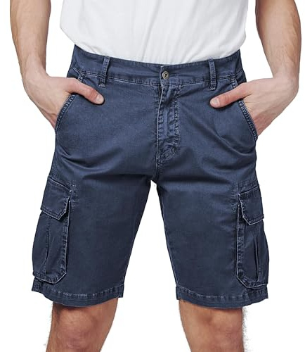 RE&X Jeans Pantaloni Corti Uomo Cargo Slim Fit Casual Denim (Blue, 50 Corto)