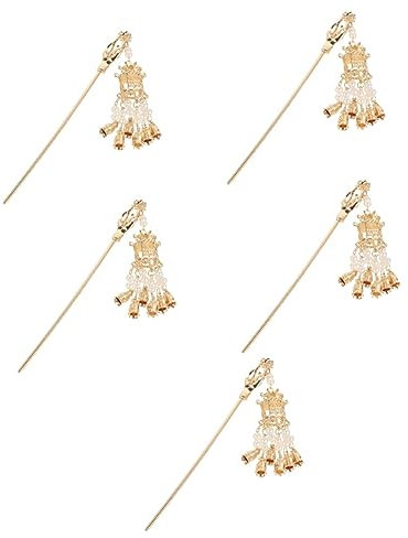 Beavorty 5pièces à Chignon Perles Avec Pompons Épingle à Cheveux Chinoise Décorative Accessoire Élégant Pour Coiffures Raffinées Et Occasions Spéciales