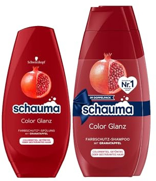 Schauma Schwarzkopf Farbschutz-Shampoo Color Glanz 2er Pack (1x 2x400 ml), Haarshampoo pflegt coloriertes, getöntes oder gesträhntes Haar & Spülung (1x 250 ml) mit Granatapfel-Extrakt