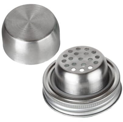 BRIGHTFUFU Glass Jar Shaker Top Jar Shaker Top Shaker Lid 2pcs Glass Bottle Cap Stainless Steel Cocktail Shaker Lid Jar Seasoning Shakers Shaker Cap