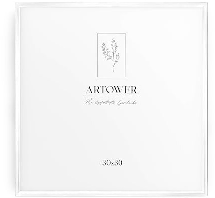 Artower® Bilderrahmen Weiß Metall Dünner Rahmen für 30 x 30 cm | Posterrahmen Groß für Collage | Picture Frame Metal 30x30 cm | Aluminium Schmal Bilderrahmen | White Poster Rahmen