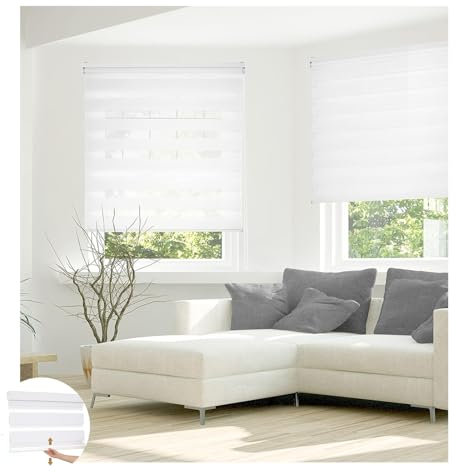 Doppelrollo schnurlos ,Zebra-Jalousien aus Stoff,Rollos für Fenster ohne Bohren & zum Bohren, Lichtdurchlässig Aber Blickdicht, für Küche, Wohnzimmer, Schlafzimmer ( Size : W70xH150cm/W27.55xH59.05in