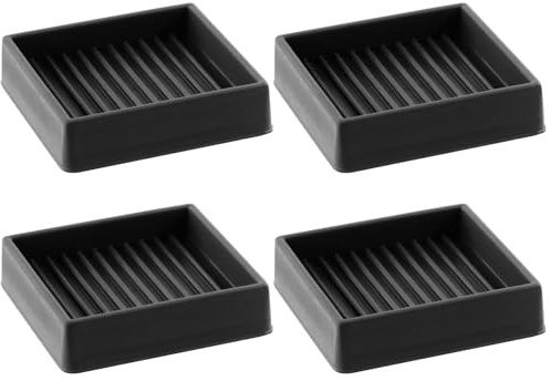 Tanstic 4Pcs 2x2 Square Rubber Furniture Caster Cups with Anti-Sliding Floor Grip Square Rubber Anti Skid Caster Cups Non Slip Furniture Pads for Sofa Bed Chair(Black)