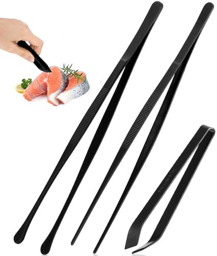 3 Set küchenpinzette in 30cm*2 &12cm,Professionelle Kochpinzette Küchenwerkzeuge Grillen,Küchenpinzette edelstahl,Langlebige Fleisch Grillpinzette,Pinzette für Kochen,Reparieren,Meeresfrüchte und BBQ