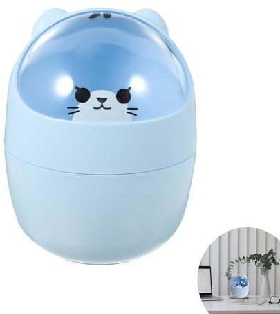 YYUEZHI Cestino da Scrivania, Pattumiera da Tavolo con Coperchio, Cestino Spazzatura Ufficio Plastica, Simpatico Mini Cestino per Rifiuti da Scrivania con Coperchio, per Bagno, Cucina