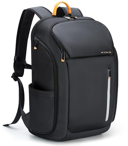 Ponhog Zaino Uomo Porta PC 18 Pollici - Zaino da Viaggio 900D Idrorepellente, Apertura 180° e Design Antifurto, Capacità 40L, Nero