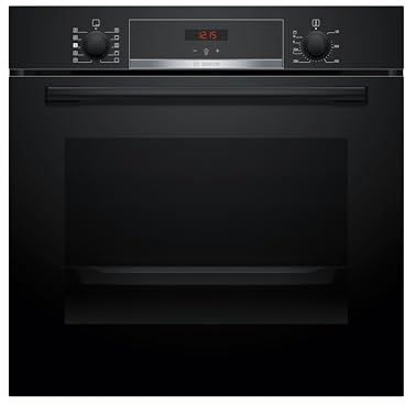 Bosch, Series 4, HQA534BB3B, 60cm Built-in Single Oven with Added Steam function and Hotair Steam, Red LED display, 3D Hotair and Eco Clean Direct in Black