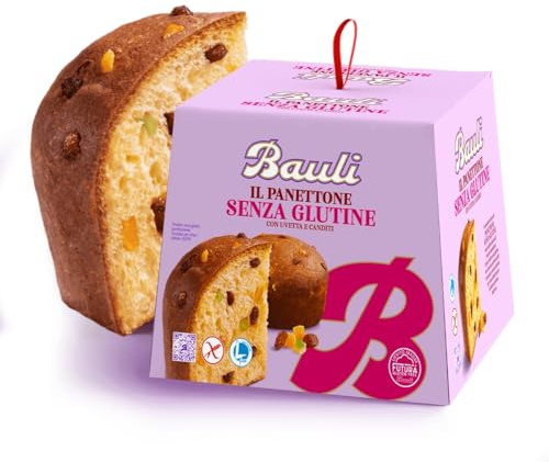 Panettone SENZA GLUTINE con UVETTA e SCORZE CANDITI (Gluten Free), confezione per bauli 400g