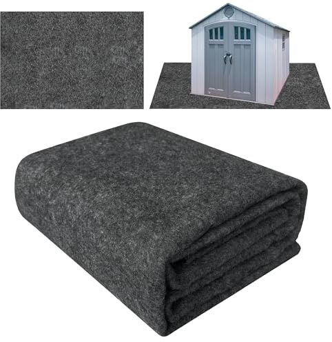 Ogrmar 10x10 FT Outdoor Storage Shed Mat, Waterproof, Felt Top & PE Backing, Non-Slip, Easy to Clean & Cut, Gray