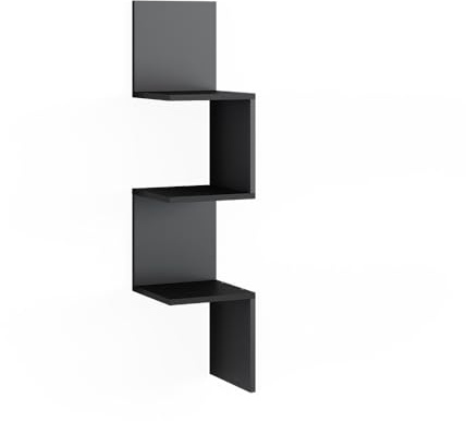 Vicco Eckregal Paolo, Schwarz, 28 x 116.4 cm | zur Aufbewahrung von Büchern und Dekoration montierbar