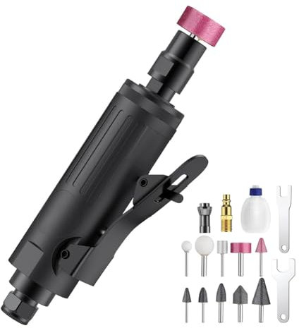 Juqoyue Amoladora Recta Neumática, Amoladora Angular Neumática de 1/4 Pulg., 25 000 RPM, para Rectificado de Contornos, Corte, Pulido y Reparación de Soldaduras