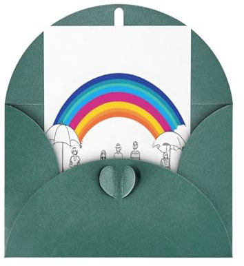 (Kleiner Regenbogen) Druck Premium Perlglanz-Grußkarten mit dunkelgrünen Umschlägen, schimmernde Geburtstags-, Weihnachts- und Hochzeitskarten, innen blanko.