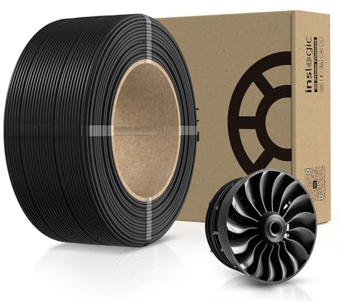 Inslogic Vorgetrocknetes PA12-CF Nylon Filament 1.75mm 0.5kg Nachfüllung, Hohe Festigkeit Kohlefaser 3D Druck Filament, 260-280°C Druck Temperatur, Schwarz, Passt 1kg Spule