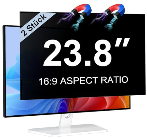 2 STÜCK 23.8 Zoll Bildschirm Magnetischer Blickschutzfilter für 16:9 Seitenverhältnis, Blendfrei Blaulichtfilter Monitor 23.8 Privacy Screen Sichtschutzfolie, Abnehmbarer Computer Sichtschutzfilter