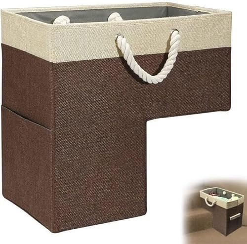 Cestino per scale con manico, cestini per scale in moquette e scale in legno, cestini antiscivolo per vestiti sporchi, cesti portabiancheria da 40,6 cm per scale, vestiti, libri e strumenti